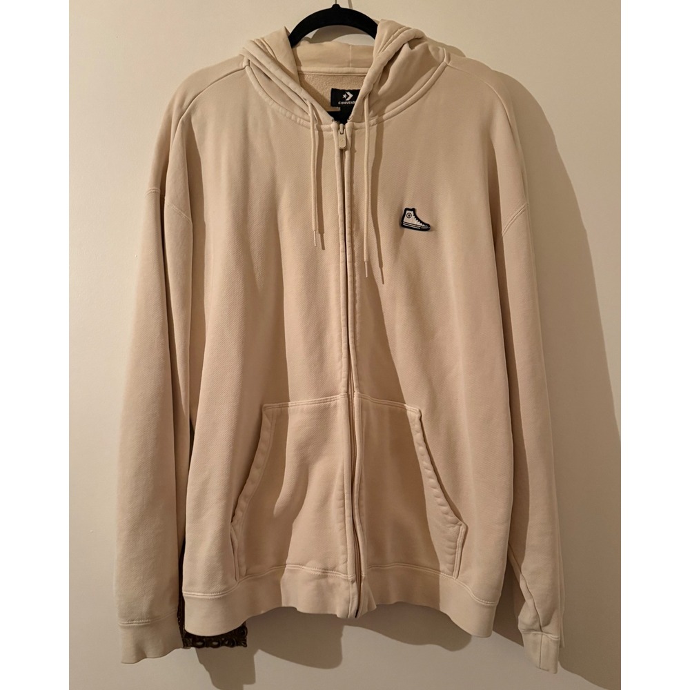 Converse Chuck Taylor All Star Zip Up Hoodie Beige Gender‎ Free Large 10023871